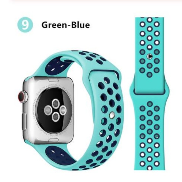 Accessories - NEW Blue Green Sport Silicone Band For Apple Watch